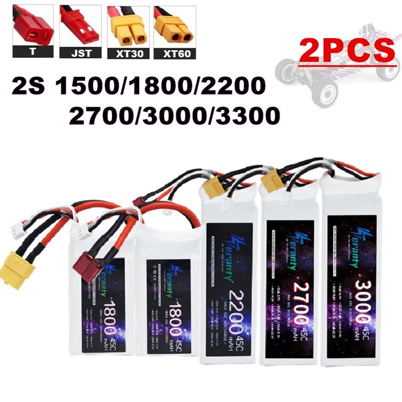 Drone Battery Lipo - 2 buah 7.4V Lipo 2S baterai